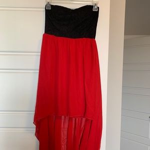New High-low Red and Black Lace Dress